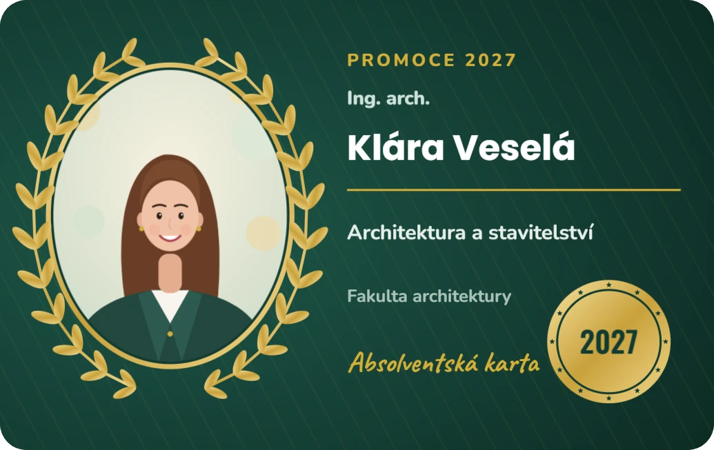 Absolventská karta k promoci, ukázka karty