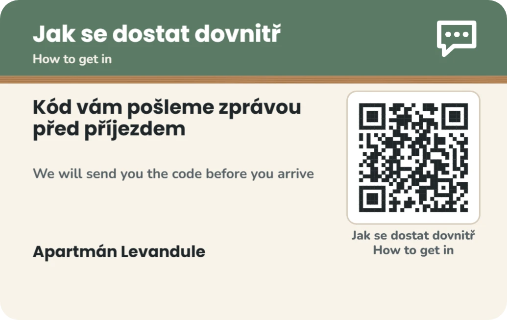 Kód pošleme zprávou, ukázka karty