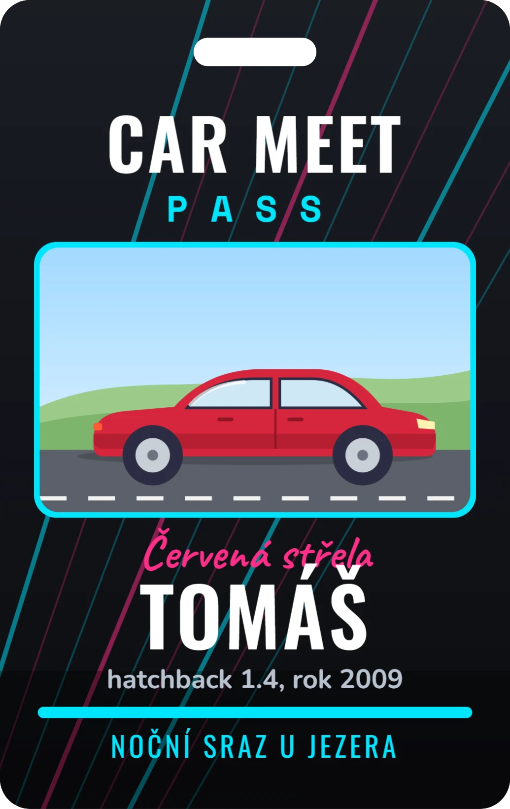 Car meet pass, ukázka karty