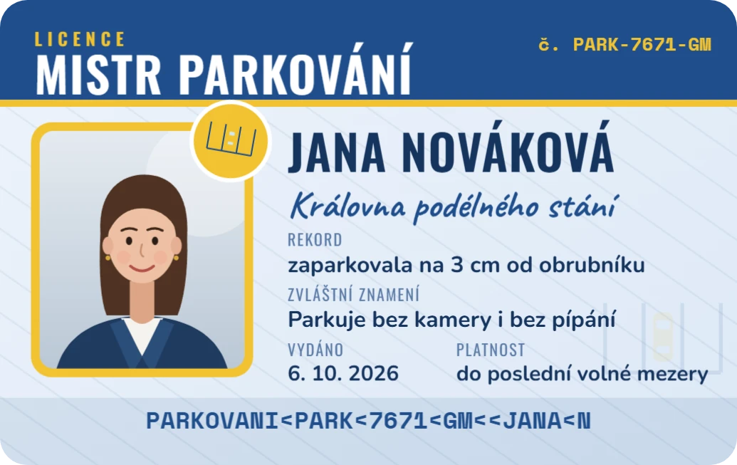 Mistr parkování, ukázka karty