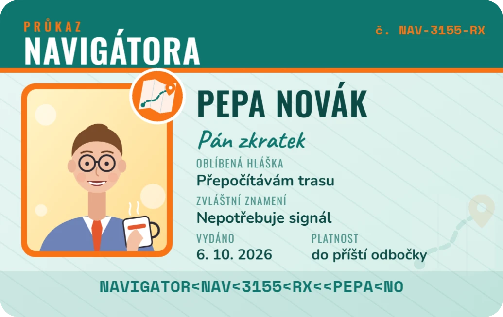 Průkaz navigátora, ukázka karty
