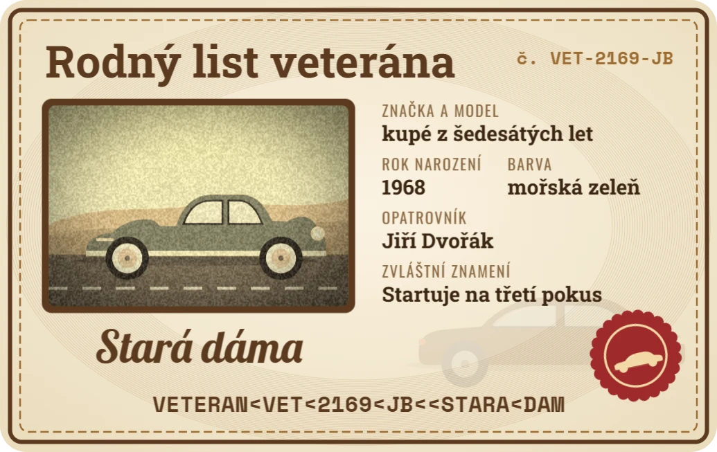 Rodný list veterána, ukázka karty