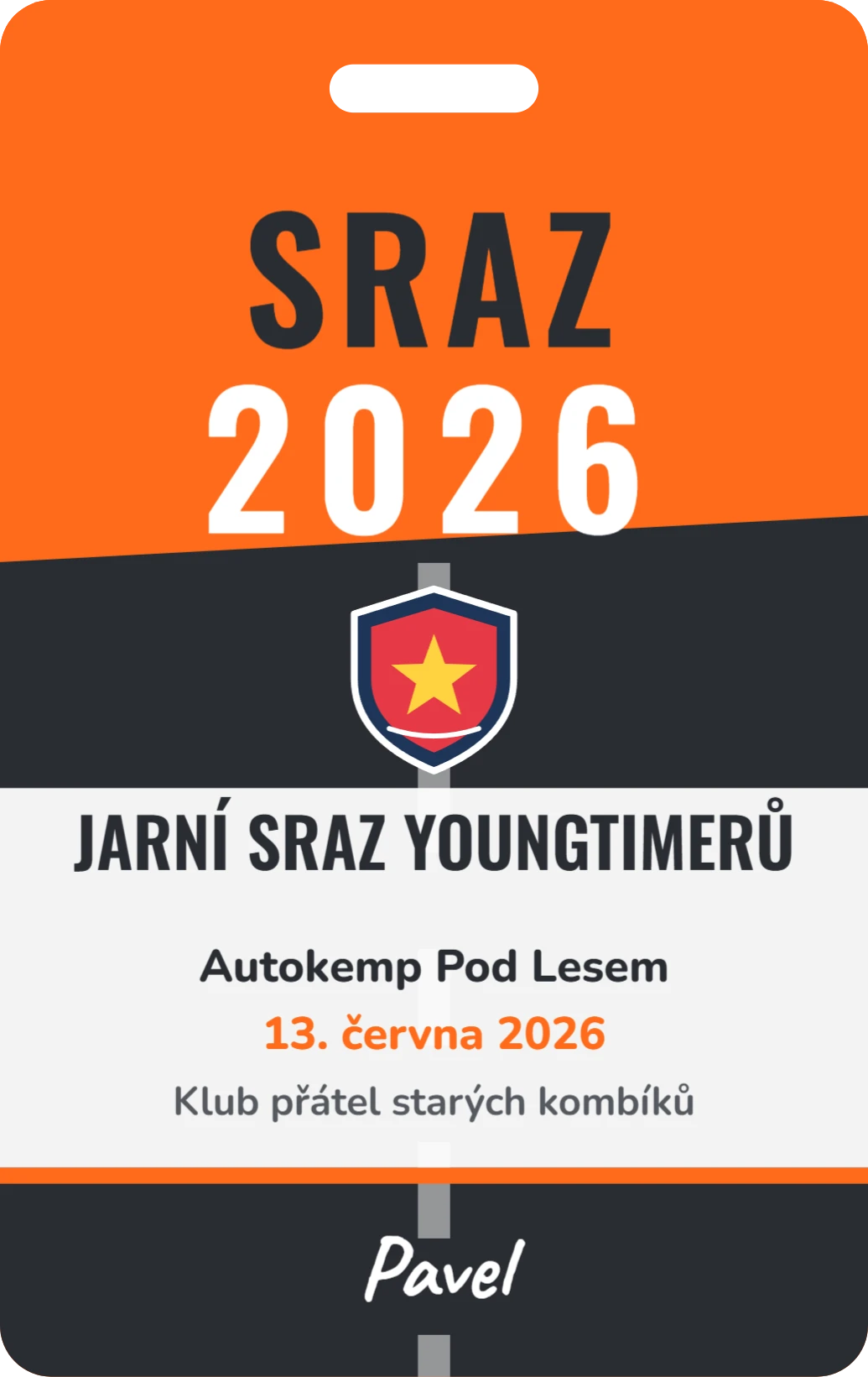 Sraz 2026, ukázka karty