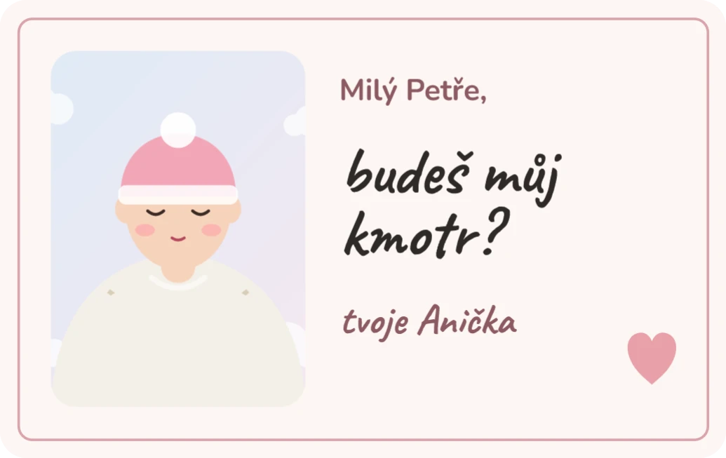 Budeš můj kmotr? Prosba s fotkou miminka, ukázka karty