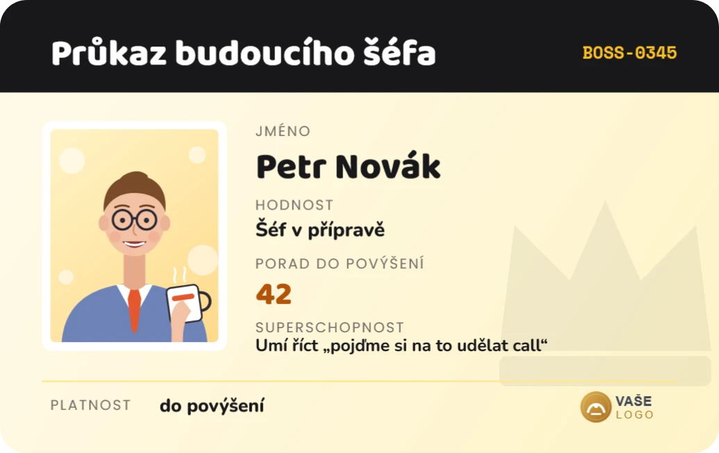 Průkaz budoucího šéfa, ukázka karty