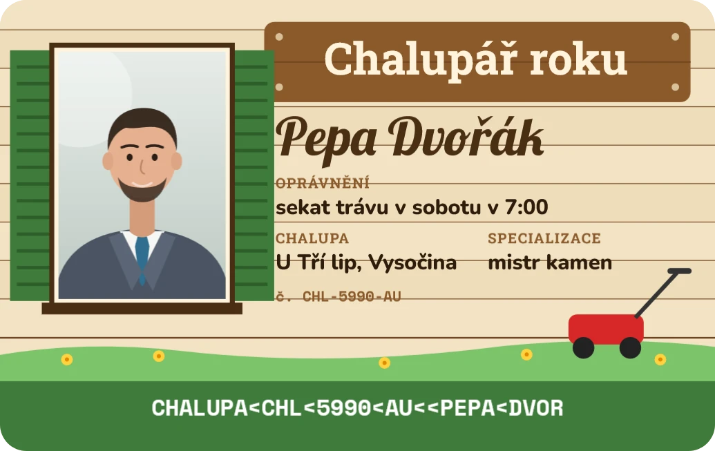 Chalupář roku, ukázka karty