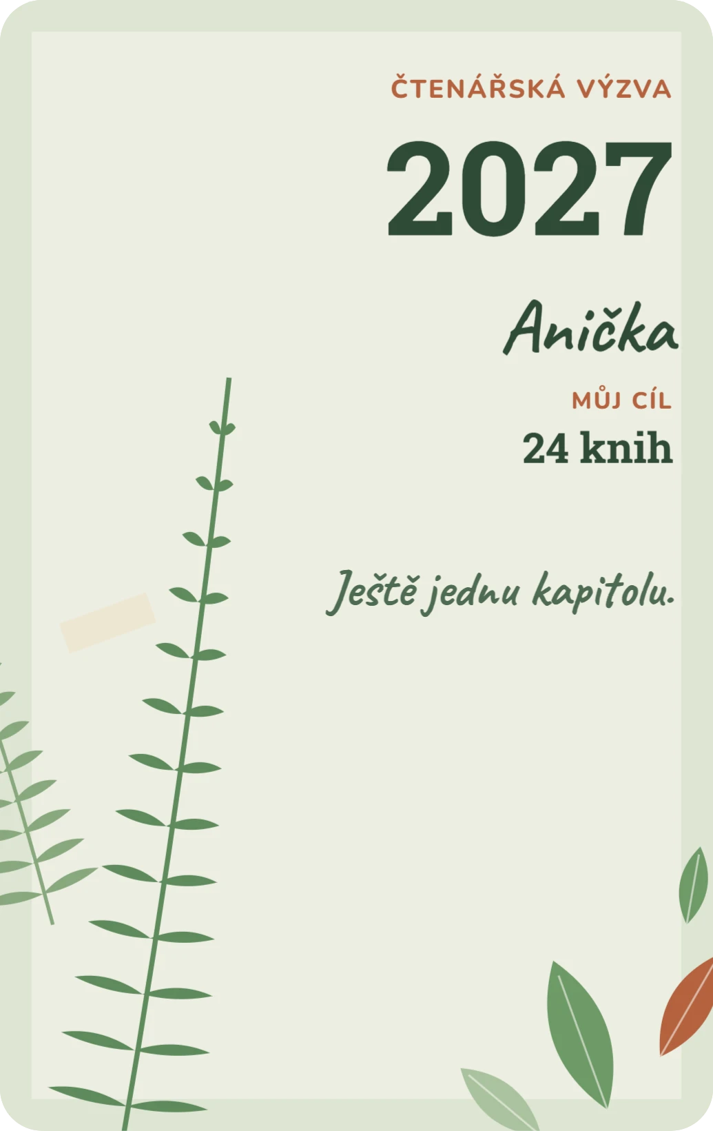 Čtenářská záložka: herbář, ukázka karty