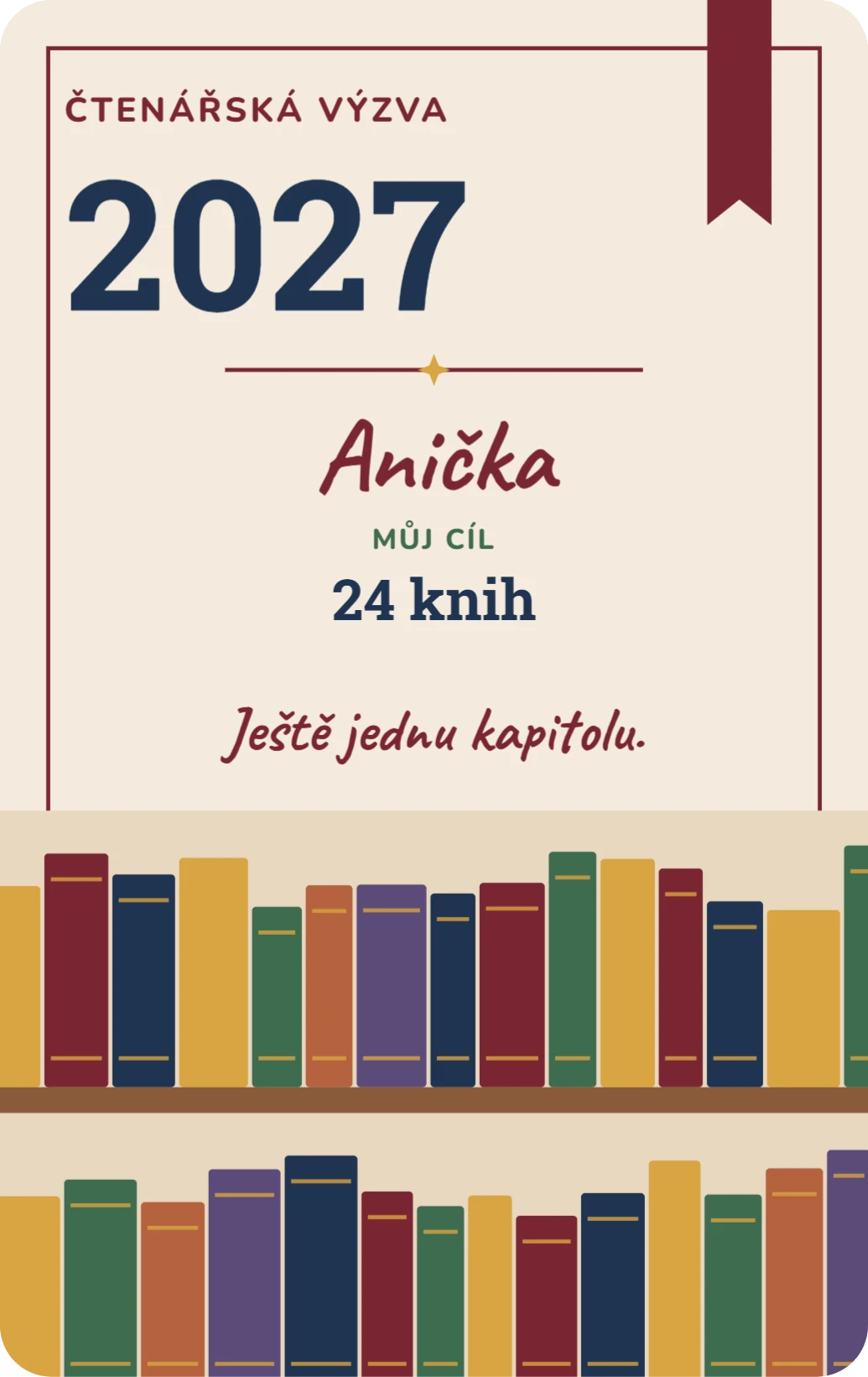 Čtenářská záložka: knihovna, ukázka karty