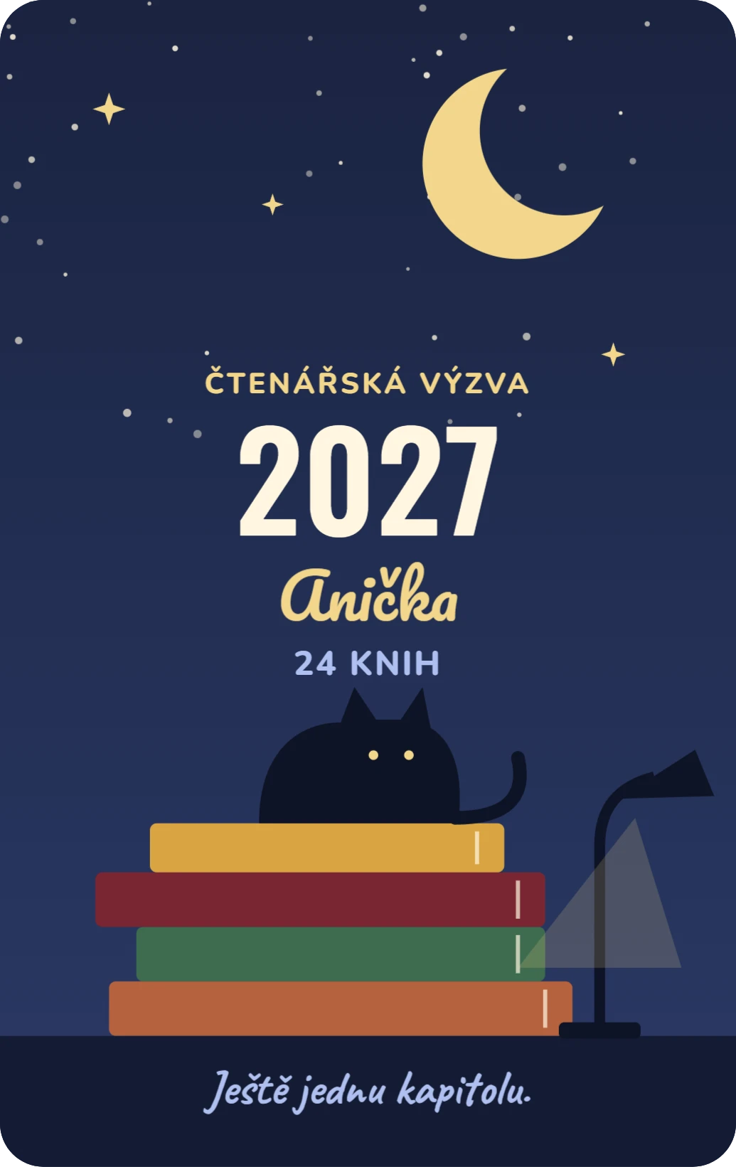 Čtenářská záložka: noční čtení, ukázka karty