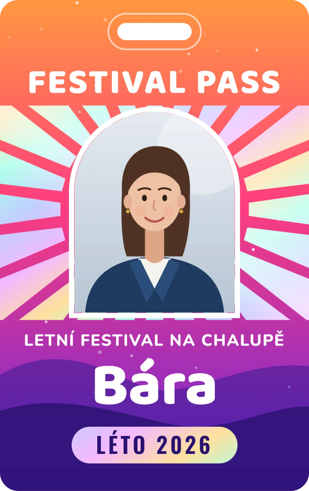 Festival pass s fotkou, ukázka karty