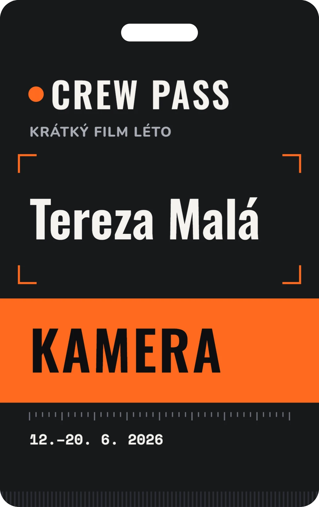Crew pass pro filmový štáb, ukázka karty