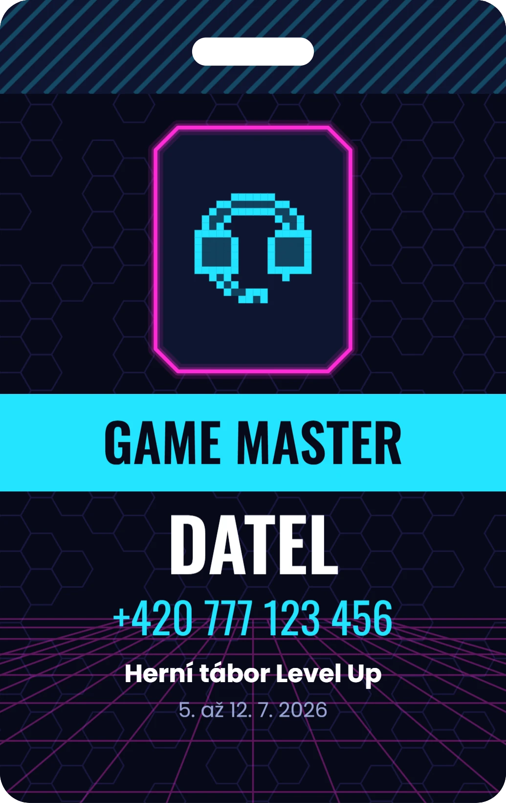 Karta game mastera pro vedoucí, ukázka karty