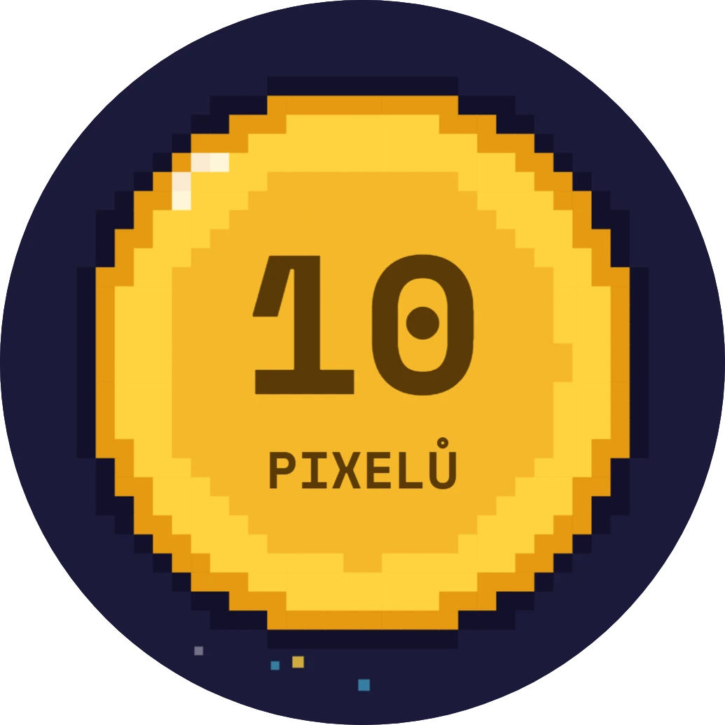 Pixelová mince: herní žeton, ukázka karty