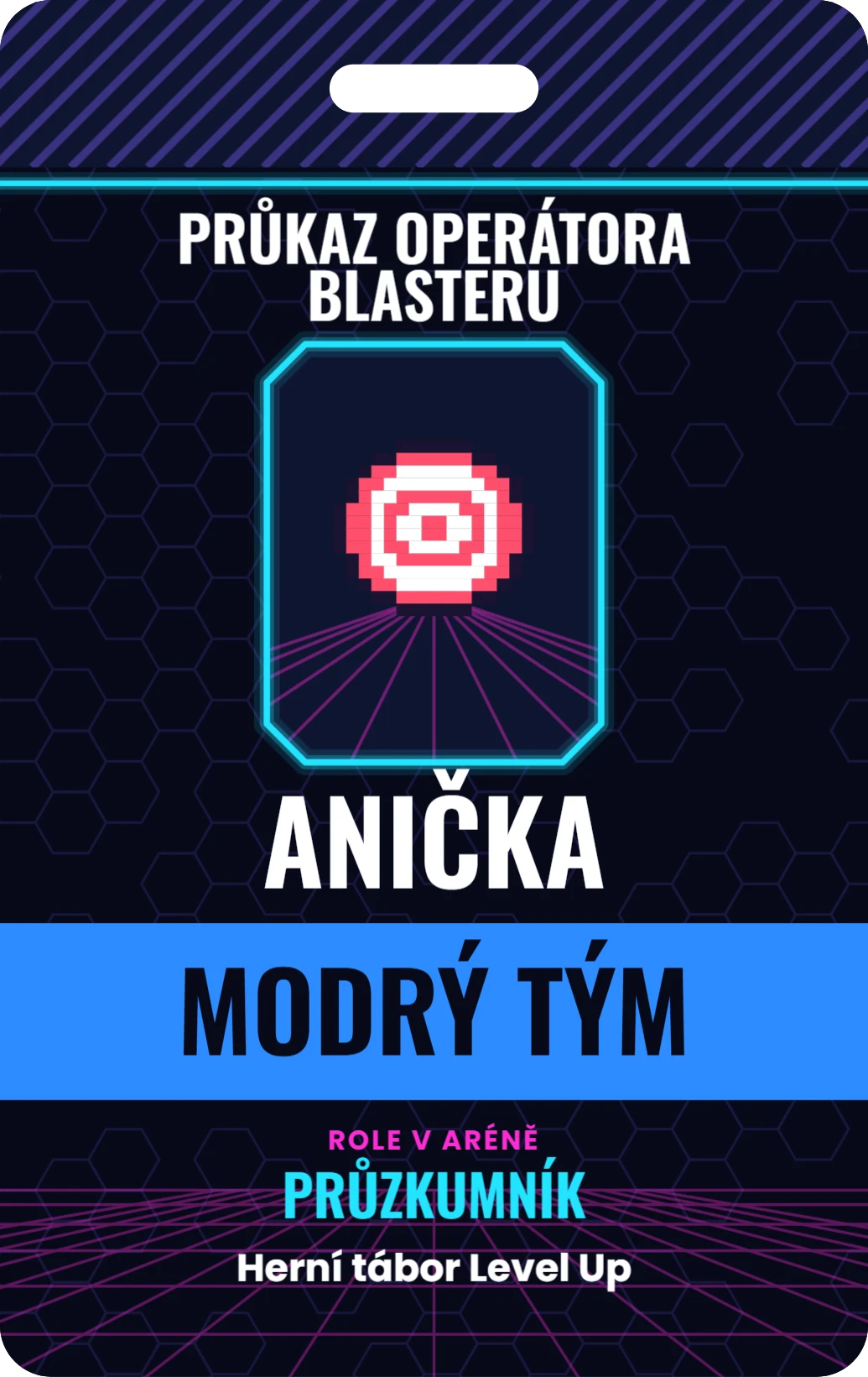 Průkaz operátora blasteru, ukázka karty