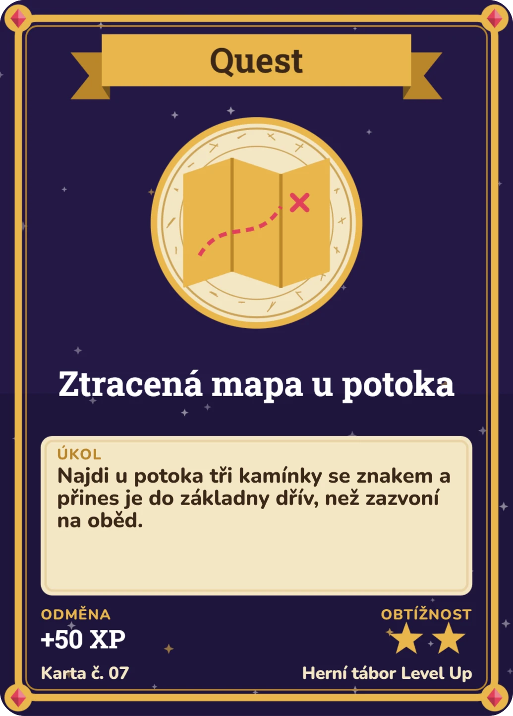 Questová karta a klíč k úkolu, ukázka karty