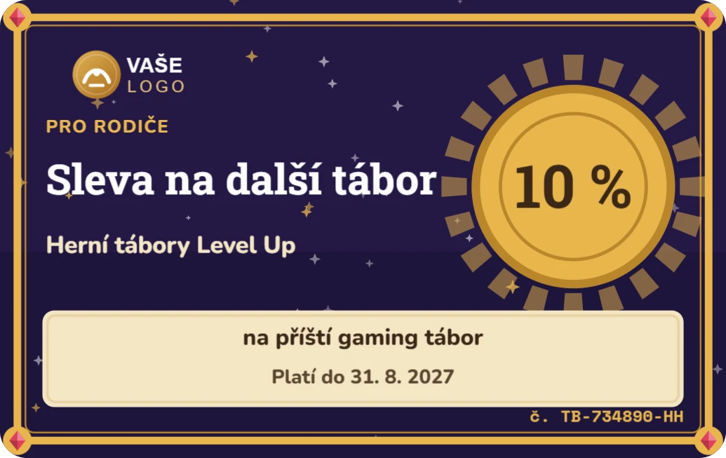 Sleva na další tábor pro rodiče, ukázka karty