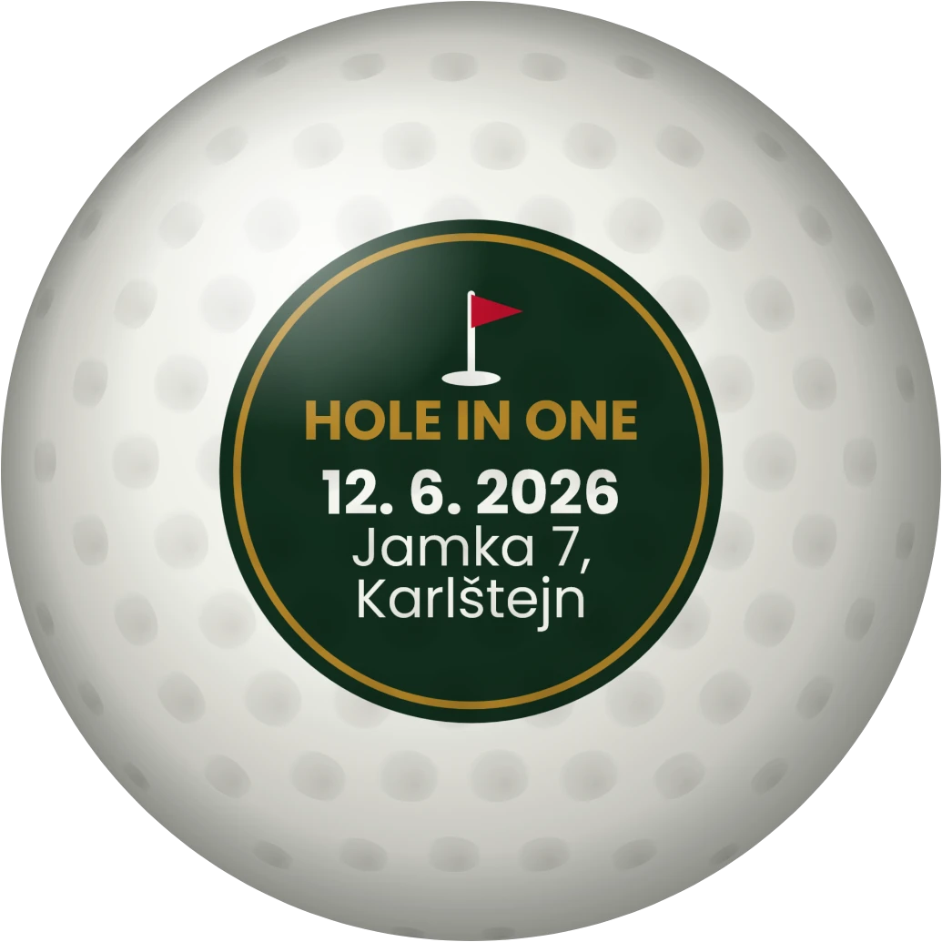 Golfový míček Hole in one, ukázka karty