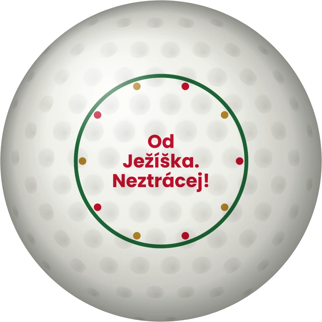 Vánoční golfový míček s vtipem, ukázka karty