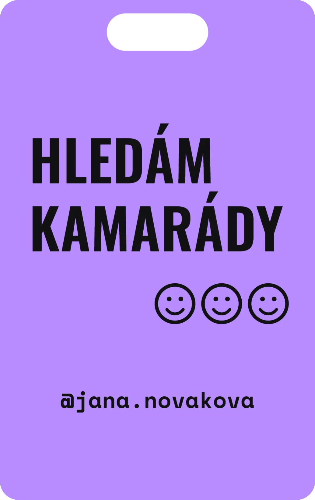 Hledám kamarády, ukázka karty