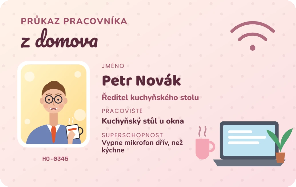 Průkaz pracovníka z domova, ukázka karty
