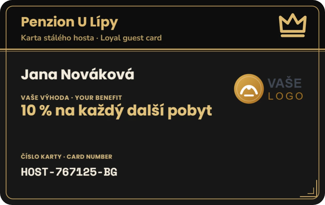 Karta stálého hosta (VIP), ukázka karty