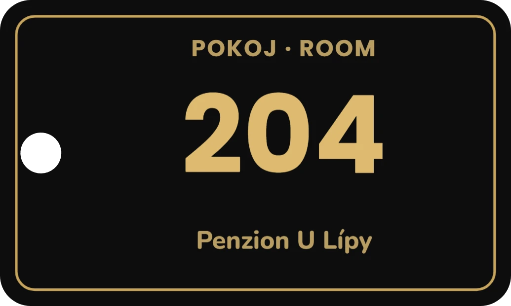 Klíčenka s číslem pokoje, ukázka karty