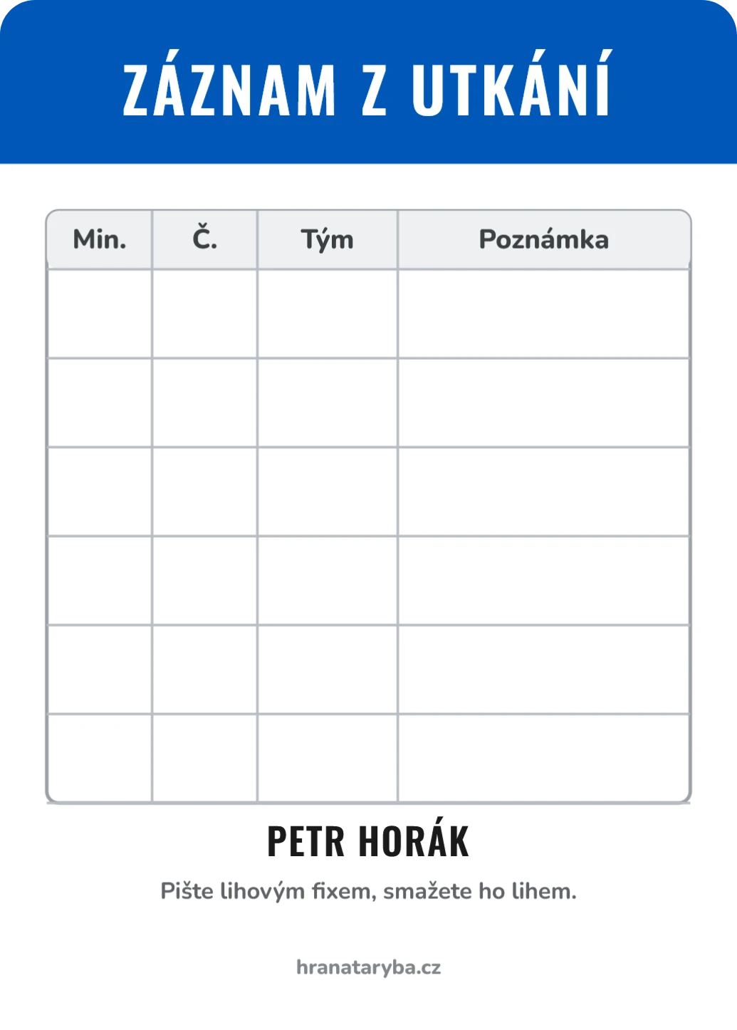 Modrá karta pro rozhodčí, zadní strana