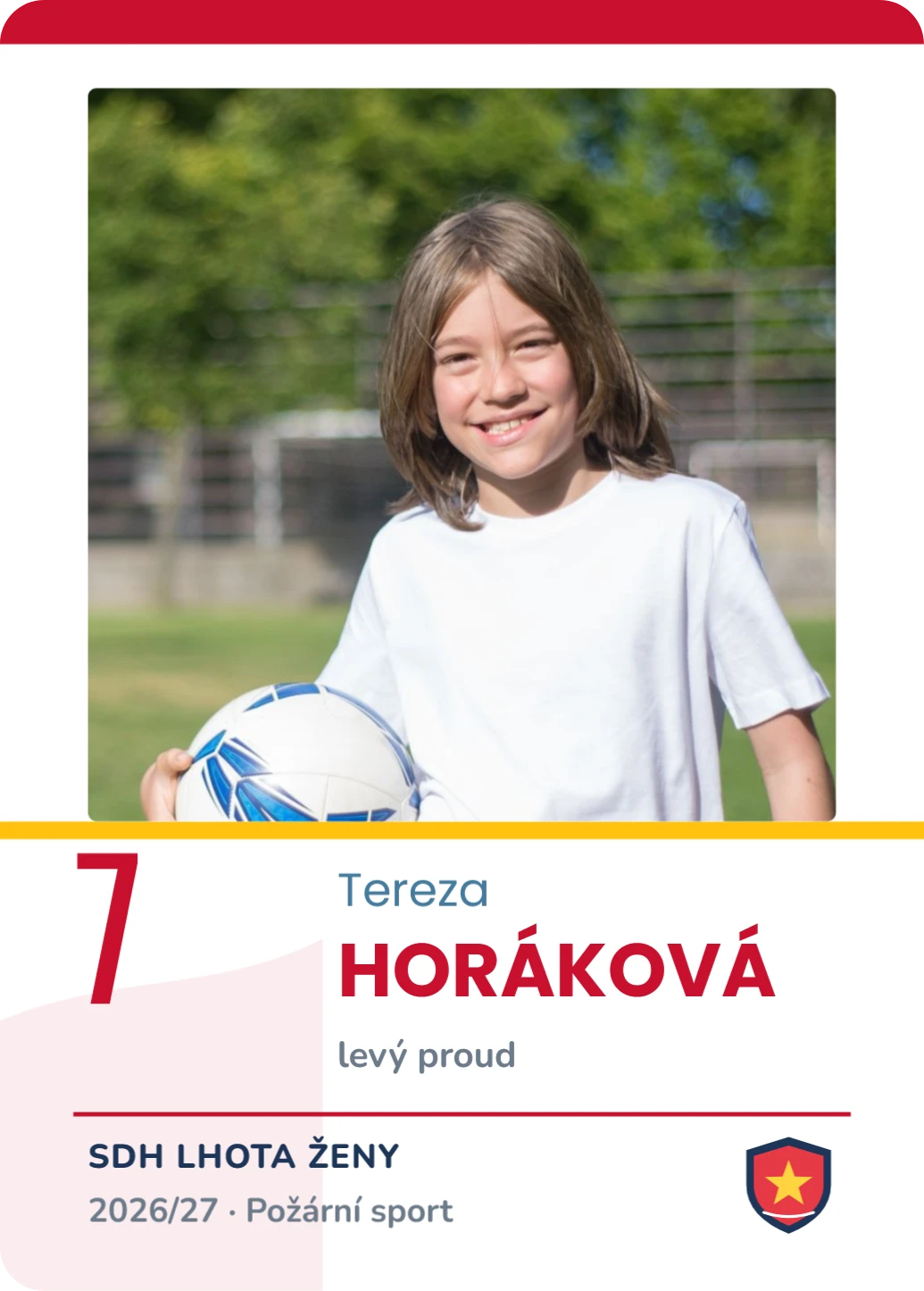 Kartička požárního sportu, ukázka karty