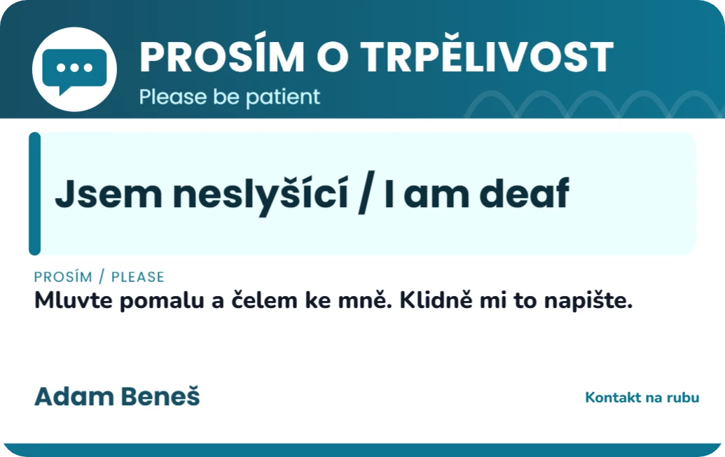 Komunikační karta, ukázka karty