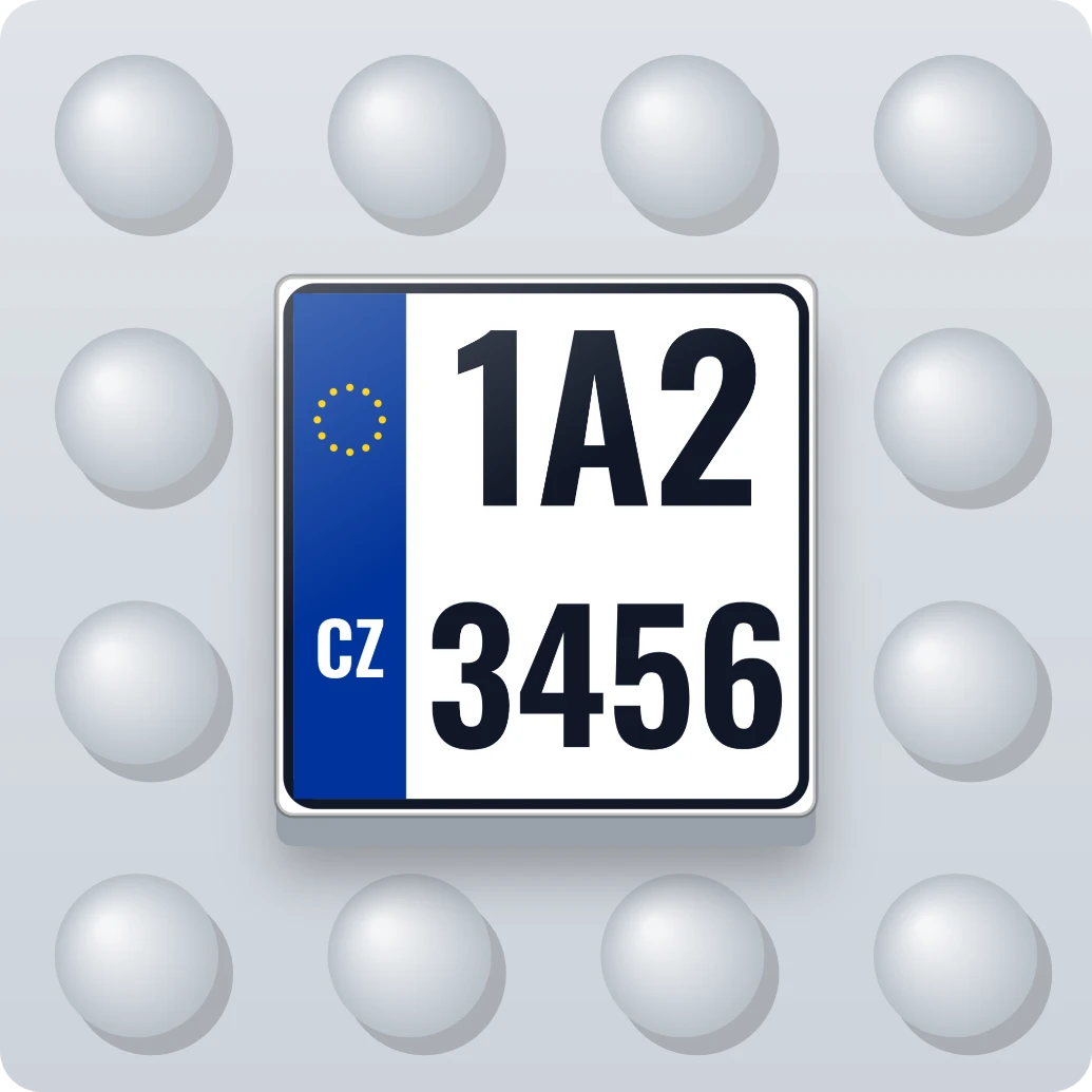 Česká moto SPZ na dlaždici 2 × 2, ukázka karty