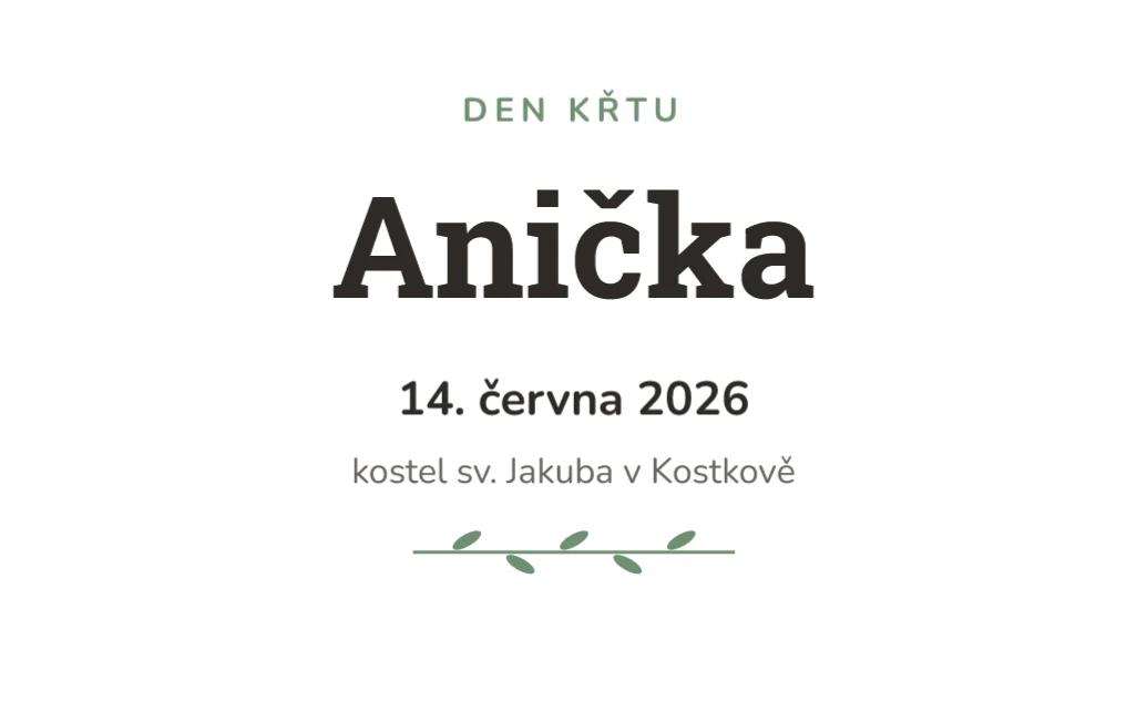 Upomínka na křest, moderní, přední strana