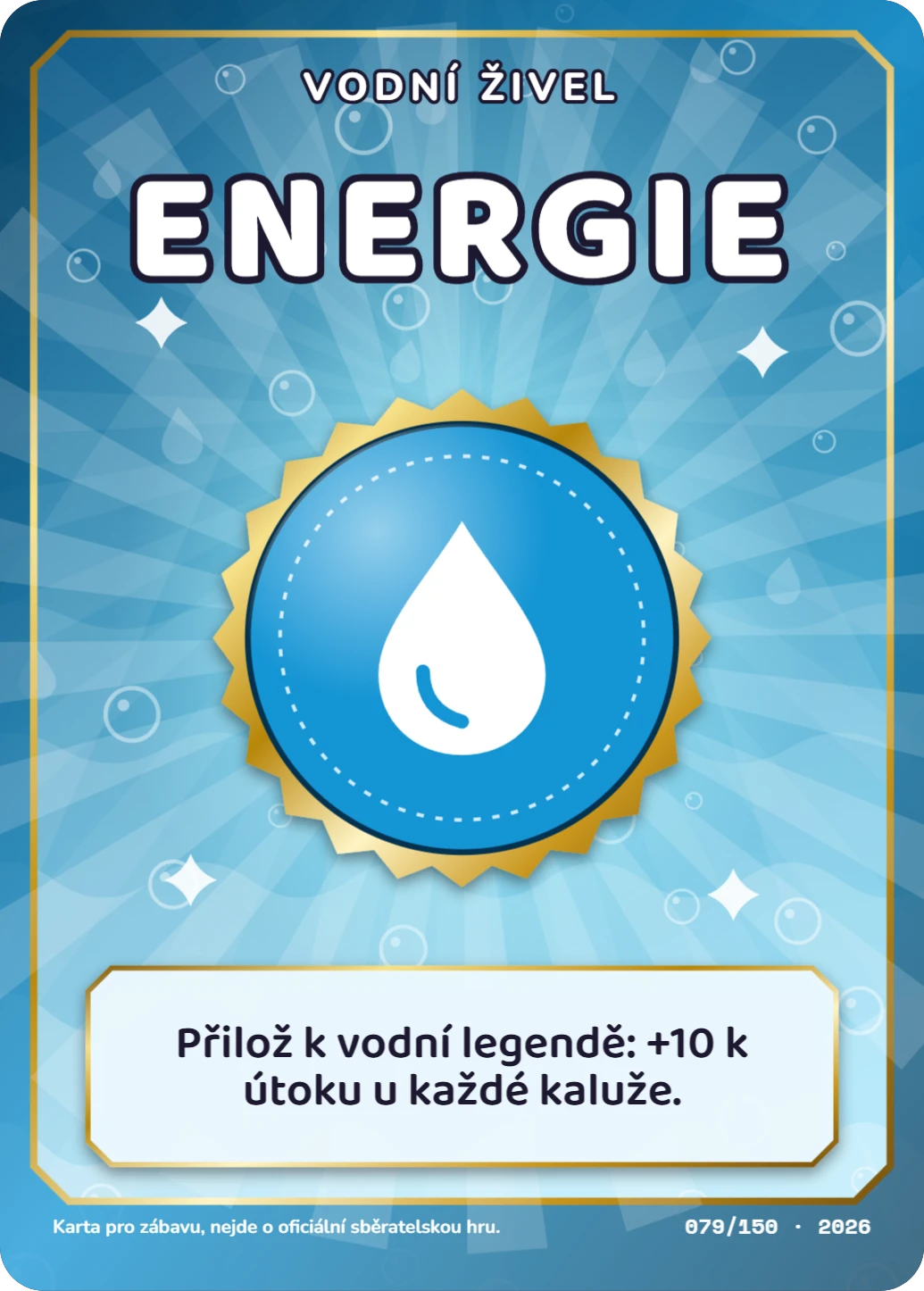 Energie živlu, ukázka karty