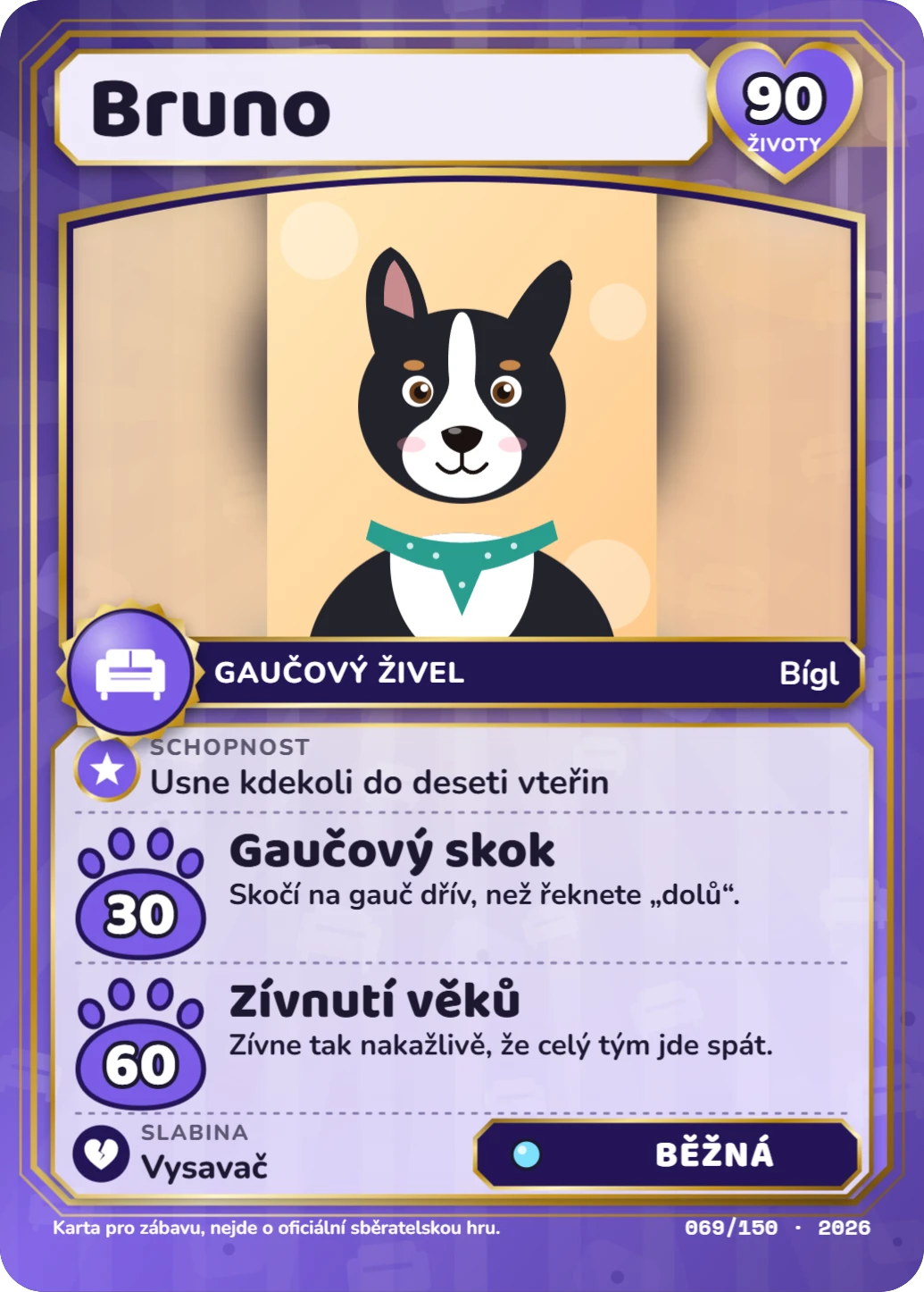Gaučová legenda, ukázka karty