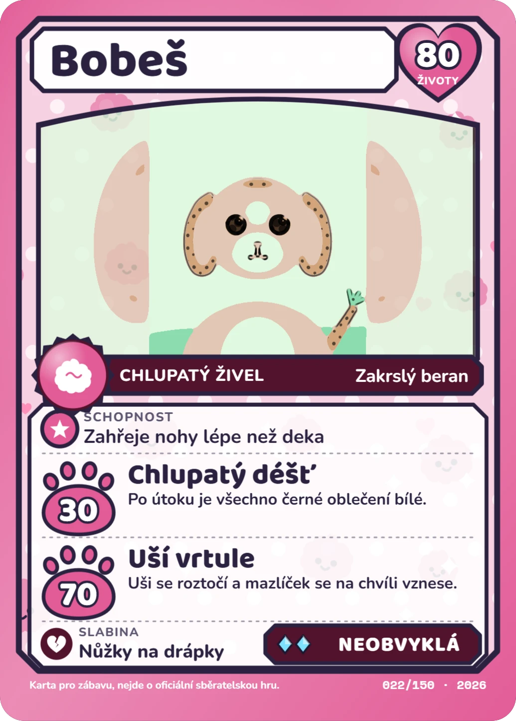Kreslená legenda (chibi), ukázka karty