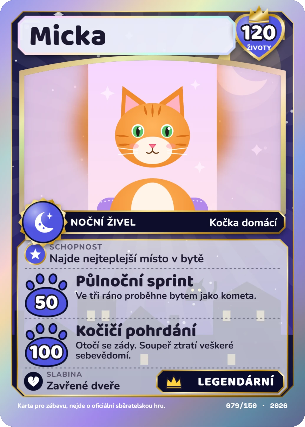 Legendární legenda, ukázka karty