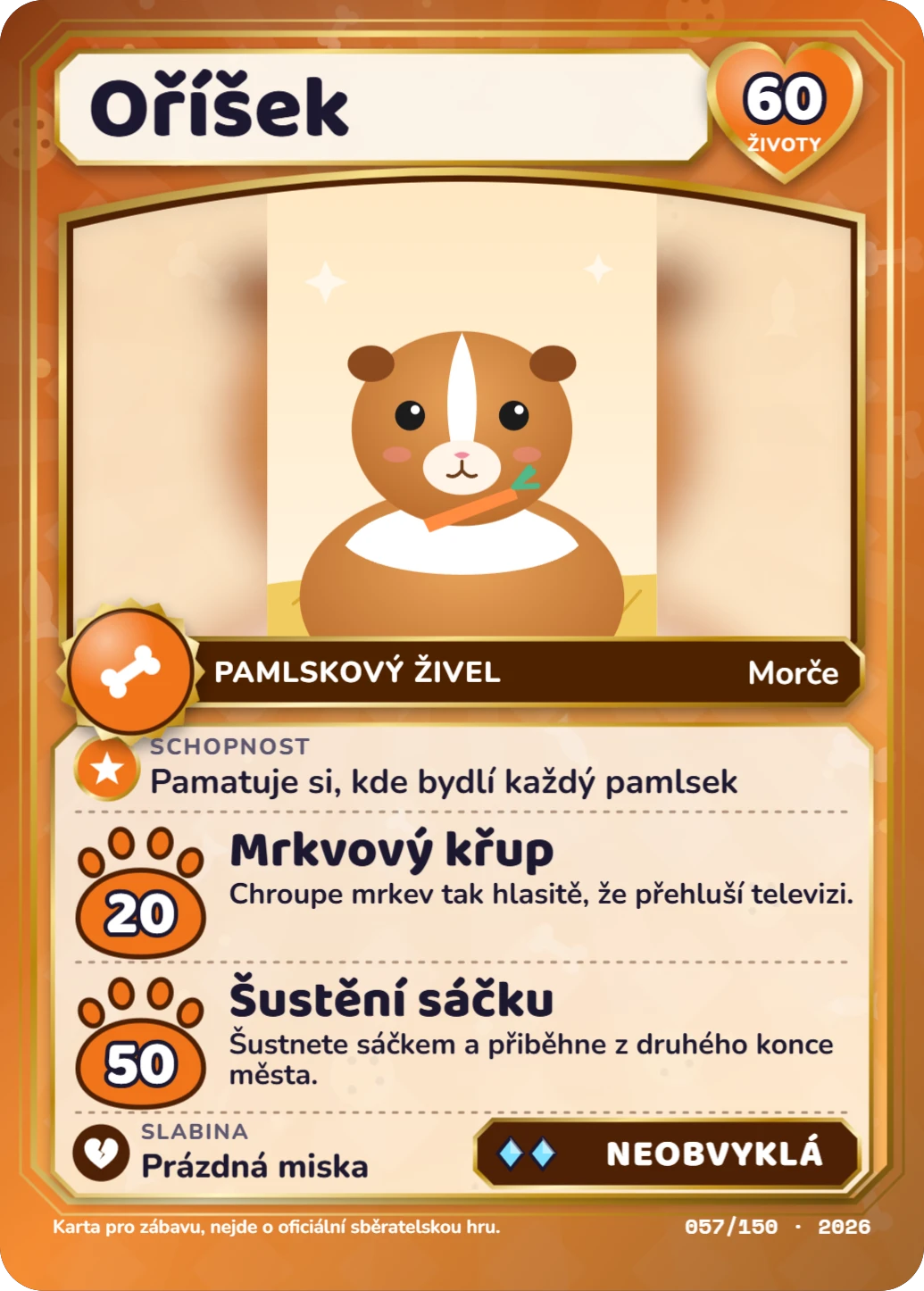 Pamlsková legenda, ukázka karty
