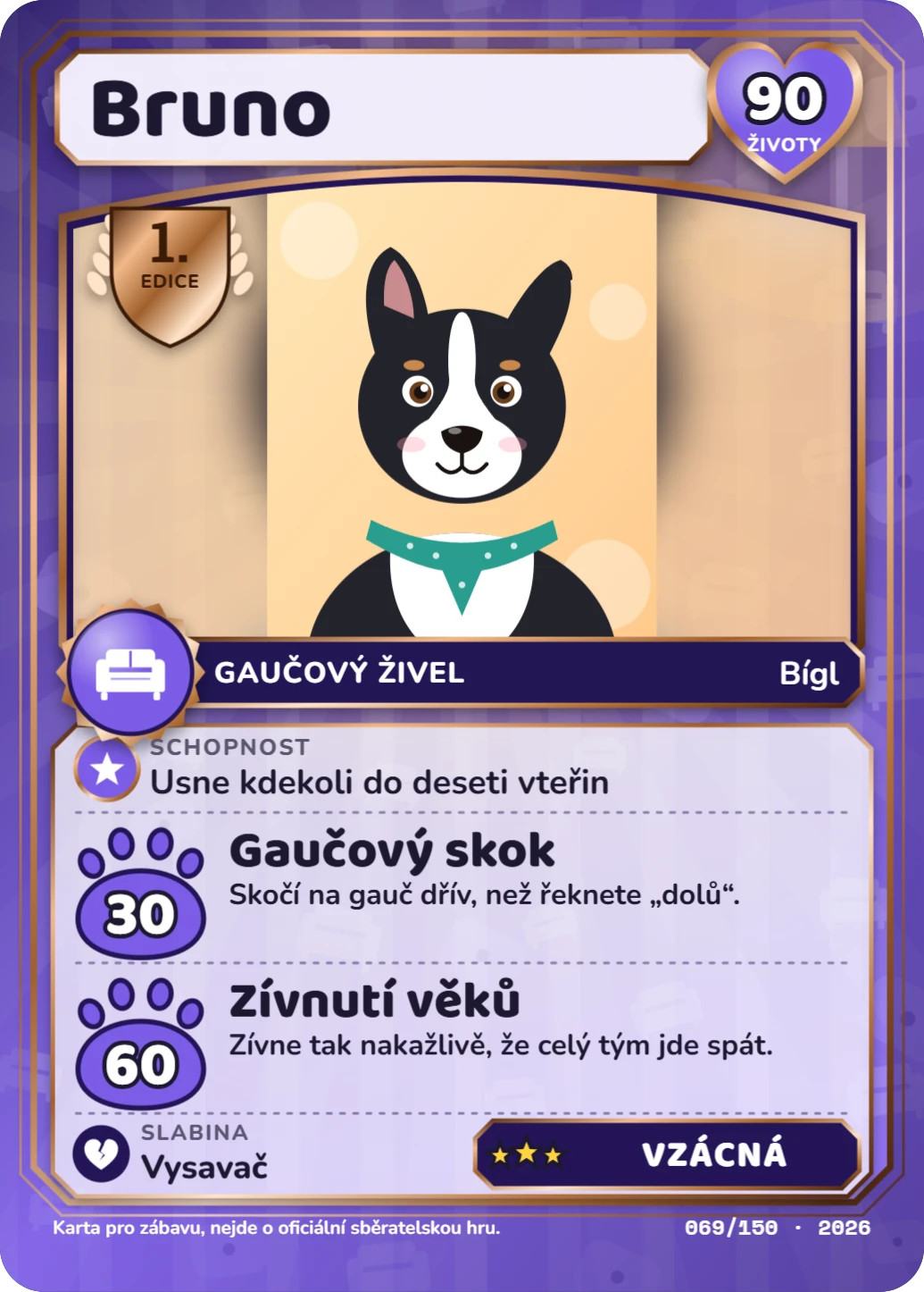 Legenda první edice, ukázka karty