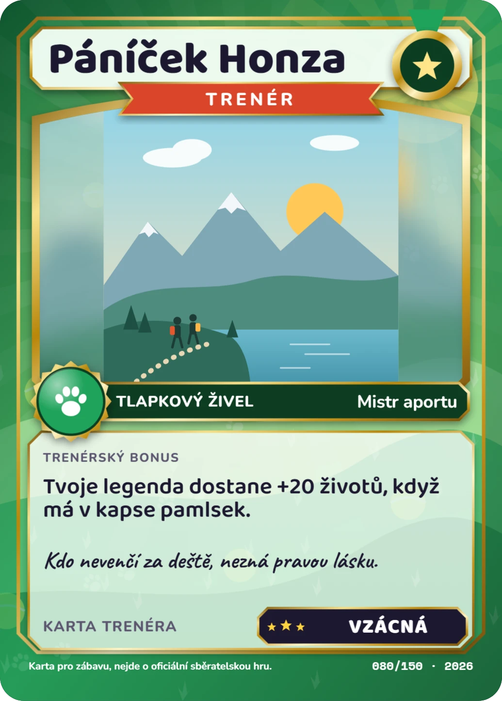 Karta trenéra (páníček), ukázka karty