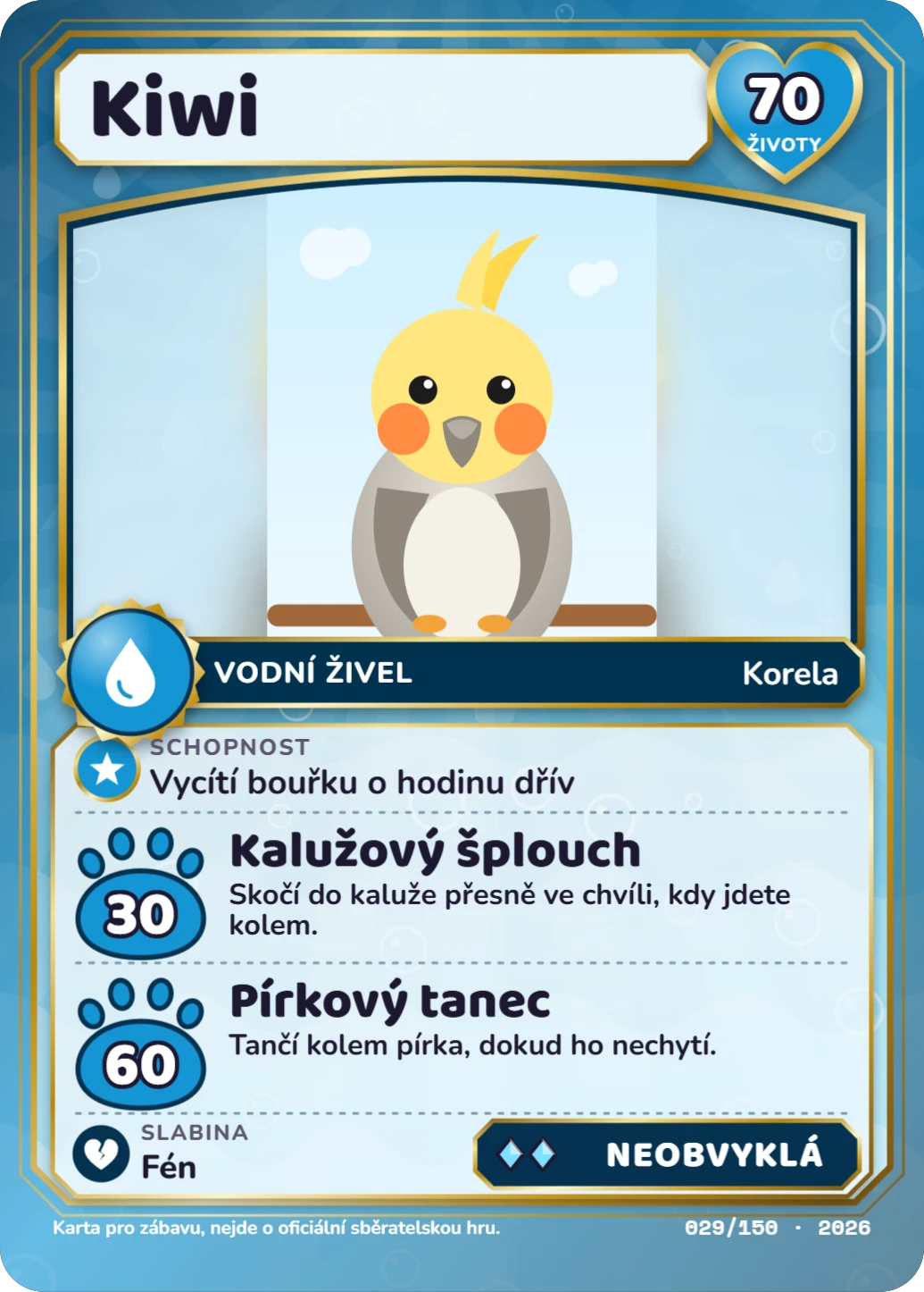 Vodní legenda, ukázka karty
