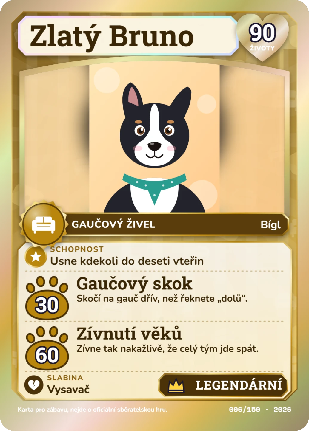 Zlatá legenda (secret rare), ukázka karty