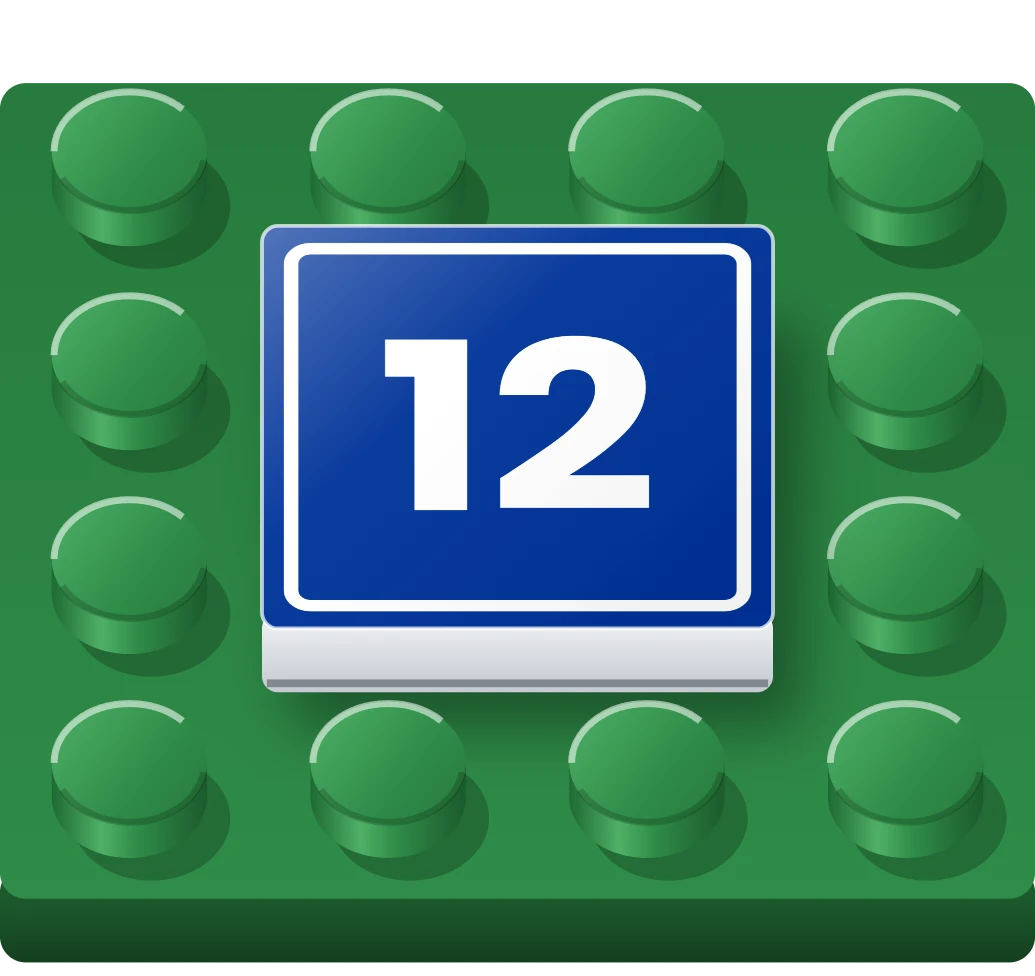Orientační číslo na LEGO dlaždici 2 × 2, ukázka karty