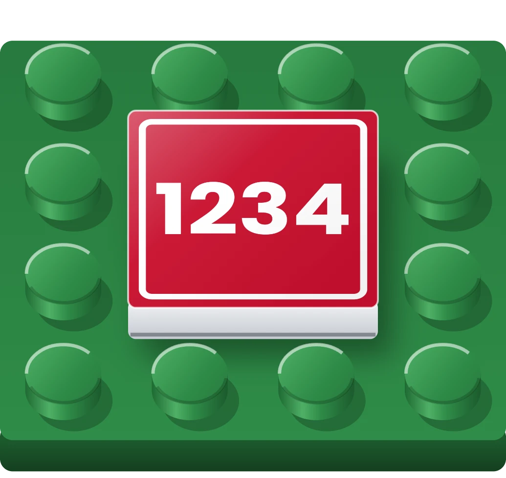 Číslo popisné na LEGO dlaždici 2 × 2, ukázka karty
