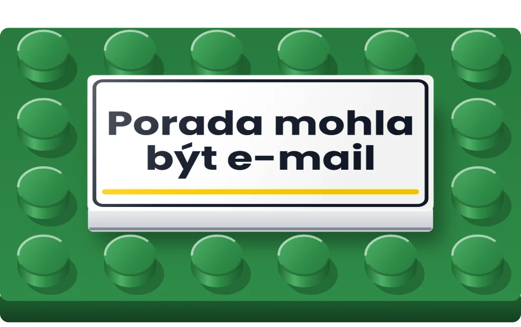 Hláška na LEGO dlaždici 2 × 4, ukázka karty
