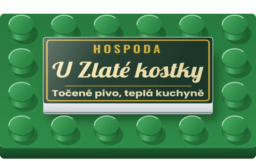 Vývěsní štít hospody na LEGO dlaždici 2 × 4, ukázka karty