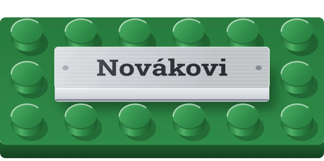Jmenovka na dveře na LEGO dlaždici 1 × 4, ukázka karty