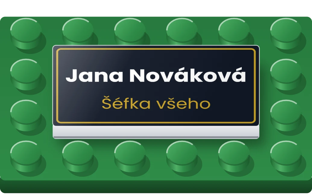 Jmenovka na stůl na LEGO dlaždici 2 × 4, ukázka karty