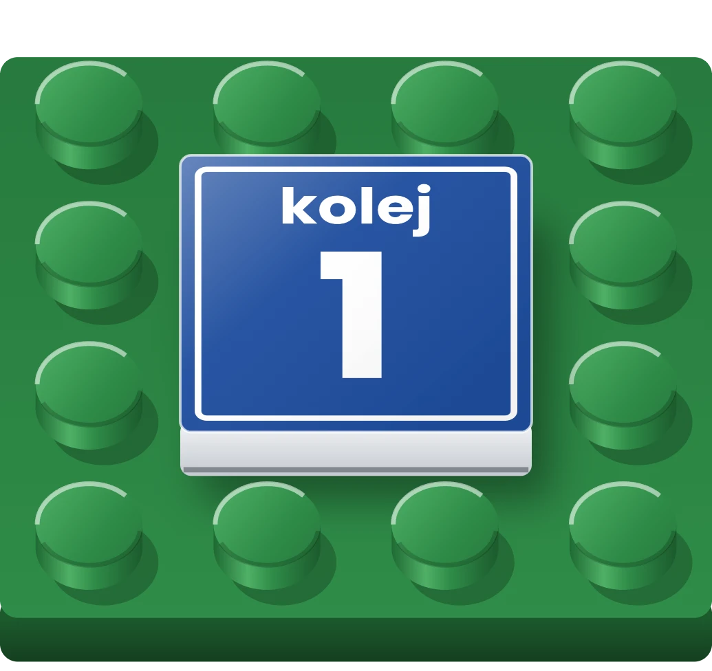 Číslo koleje na LEGO dlaždici 2 × 2, ukázka karty