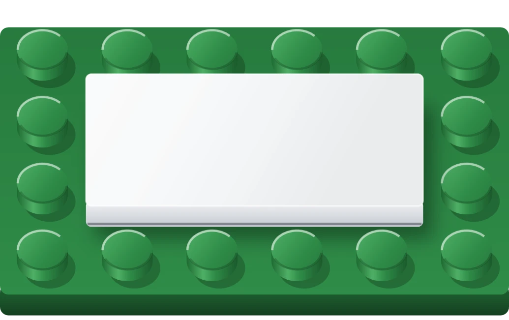 Křídová tabule s menu na LEGO dlaždici 2 × 4, zadní strana