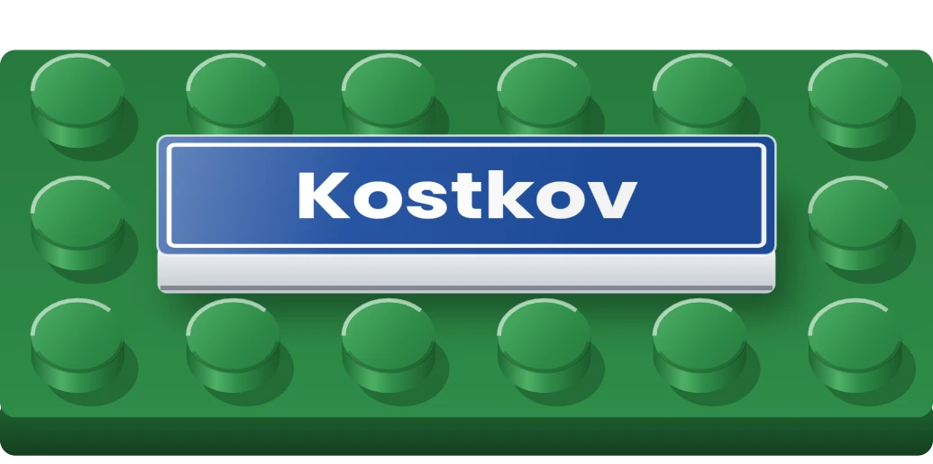 Cedule železniční stanice na LEGO dlaždici 1 × 4, ukázka karty
