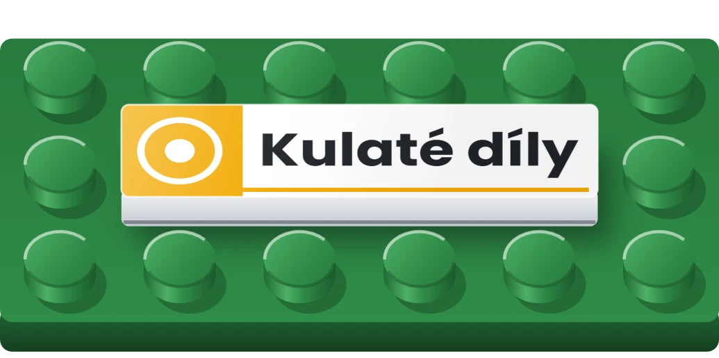 Štítek na třídění: kulaté díly na LEGO dlaždici 1 × 4, přední strana